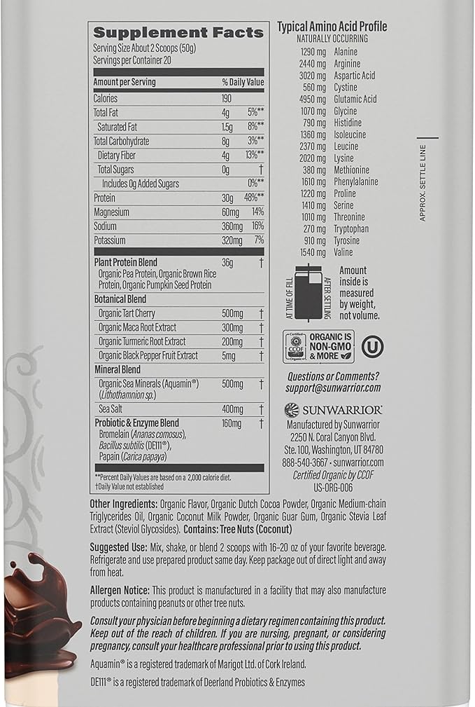 Sunwarrior Active Preworkout Hydration Blend &amp Chocolate Active Organic Protein Powder Set | Bundle &amp Save | Non-GMO Soy Dairy &amp Gluten Free (30 Servings Pre Workout 20 Servings Protein)
