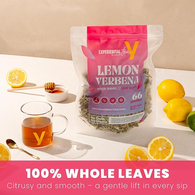 Yellow.fit Lemon Verbena Whole Leaf Tea – 1500mg Loose Leaf Herbal Tea Caffeine-Free Lemon Verbena Leaves Naturally Aromatic Herbal Infusion 66 Servings