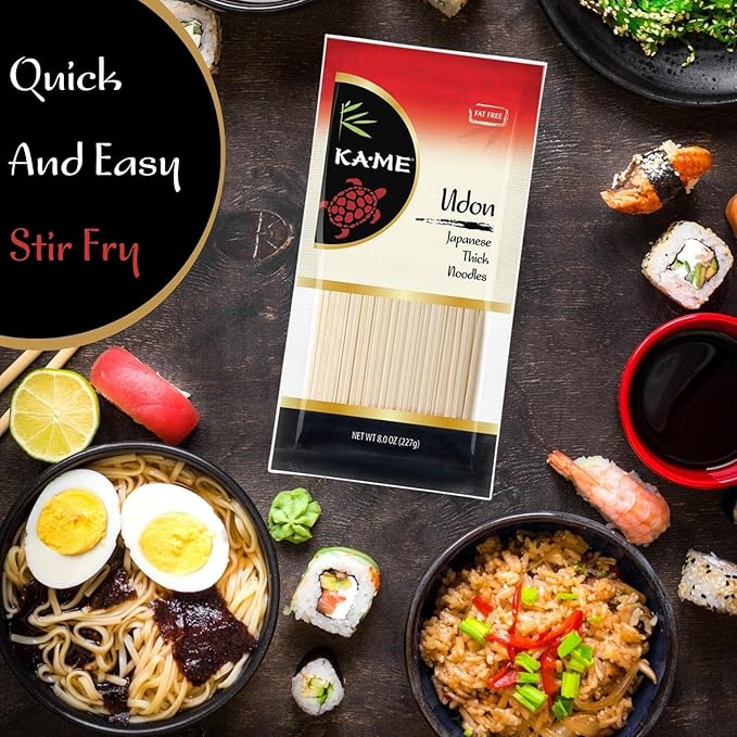 KA-ME Japanese Udon Noodles Pack of 72 - Dry Udon Noodle Bulk For Delicious And Authentic Quick Meals