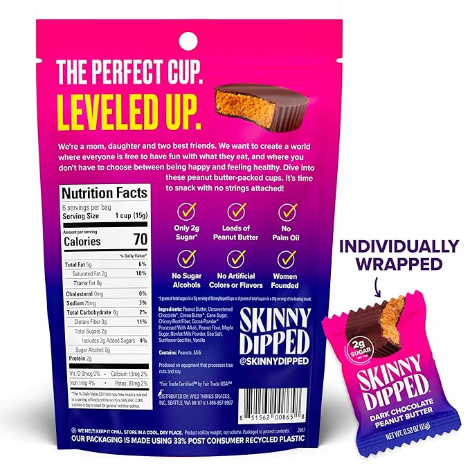 SkinnyDipped Faves Variety Pack Healthy Snack Plant Protein Gluten Free Pack of 6