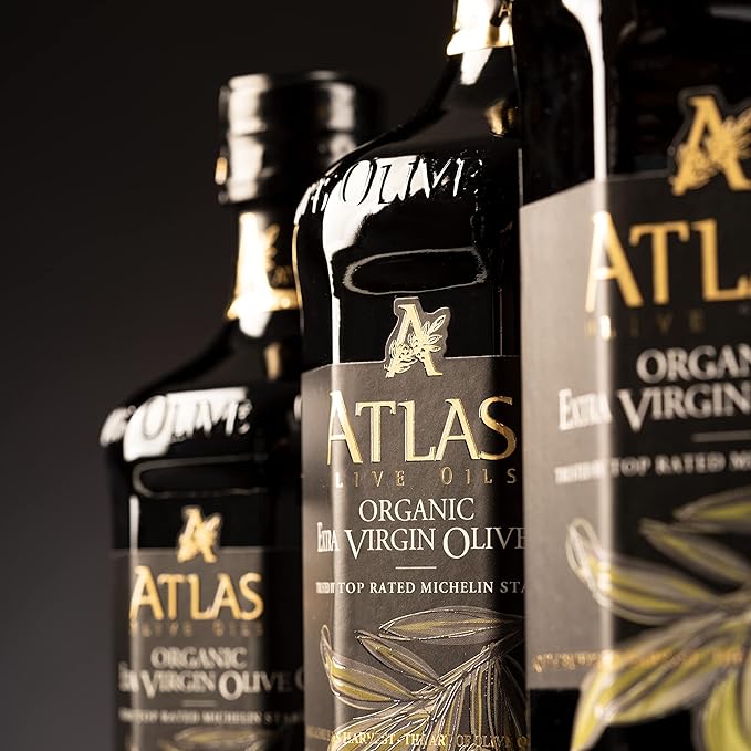 Atlas 750 mL Organic Cold Press Extra Virgin Olive Oil in Glass Bottle Polyphenol Rich from Morocco | Newly Harvested Unprocessed from One Single Family Farm | Moroccan EVOO Trusted by Award-Winning