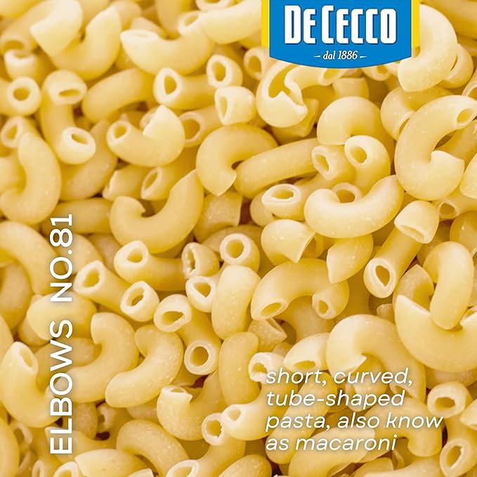 De Cecco Elbows No. 81 Pasta 16 Oz (Pack of 5) Authentic Slow Dried Made with Durum Wheat Versatile Pasta for Sauces &amp Recipes Made in Italy