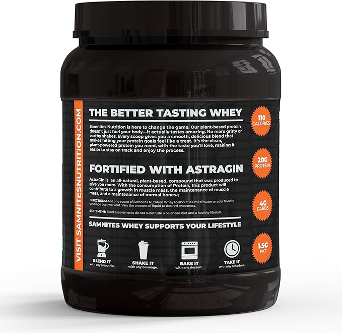 Samnites Plant Base Protein Powder Mocha Cappuccino Flavor Natural Whey with AstraGin 20g Protein 1.29lb Gluten Free Soy Free