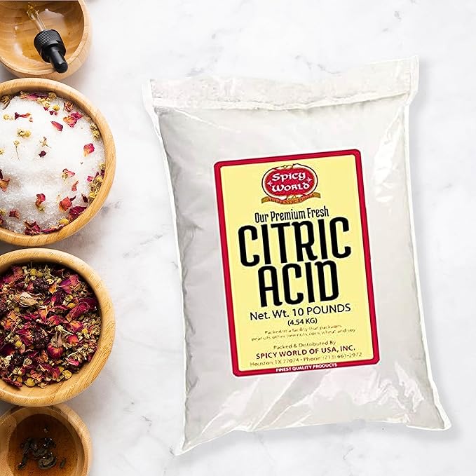 Pure Citric Acid 10 Pound - Food Grade &amp Non-GMO- Natural Food Preservative Beauty Ingredient- by Spicy World