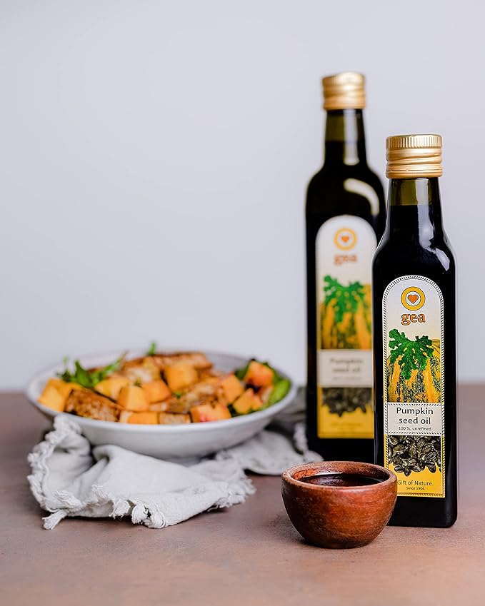 Original Styrian Pumpkin Seed Oil GEA 8.4oz (250ml) 100% Natural Unrefined Vegan Gluten-Free Kosher Non-GMO in Glass Bottle