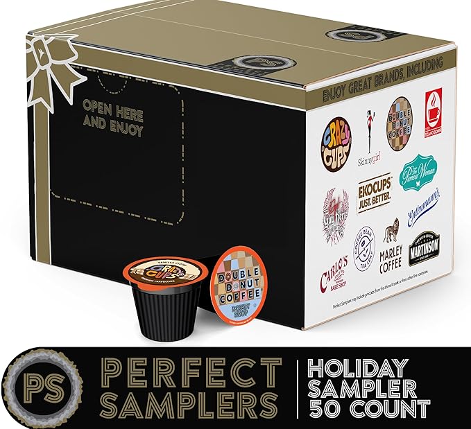Perfect Samplers Tea Pods Cider Hot Chocolate Cappuccino &amp Coffee Pods Variety Pack Single Serve Coffee &amp K Pod Variety Pack for Keurig K Cups Brewers Coffee Gift Set 50 Count