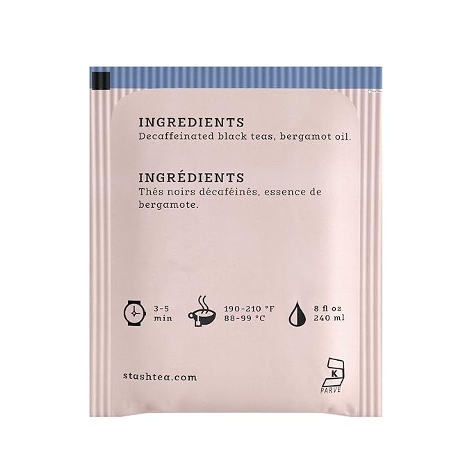 Stash Tea Decaf Earl Grey Black Tea - Decaf Non-GMO Project Verified Premium Tea with No Artificial Ingredients 18 Count (Pack of 6) - 108 Bags Total