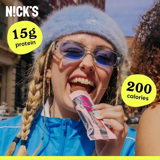 NICKS Protein Bars Salty Peanut Chocolate – 12-Count Box | 15g protein | 200 calories | Protein-Packed Snack Low Calories Low Carbs Keto Friendly No Added Sugar