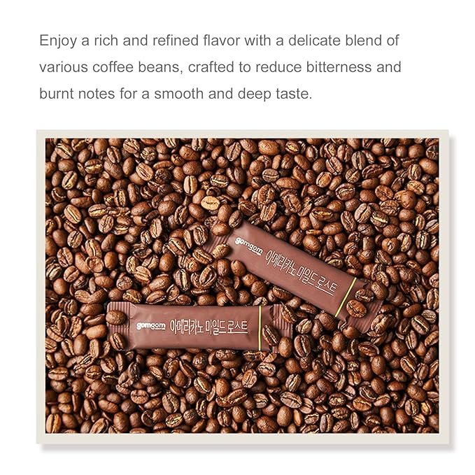 Korean Instant Coffee Mix Sticks Americano and Hazelnut 100 Count 1g Each Gom gom (100 Mild)