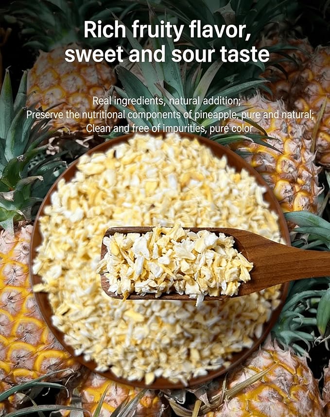 Premium Freeze Dried Pineapple Chunks120g/4.23oz Natural No Sugar Added Crunchy SnackVeganGluten-FreeMade from Real Fruit Perfect for Yogurt Cereal &amp Healthy Snacking(3-5mm)