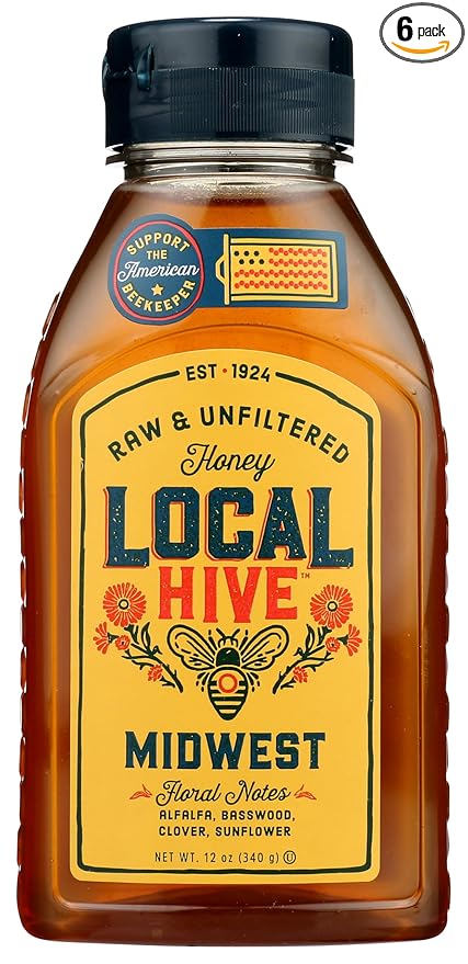 L.ocal Hive Midwest Raw Honey 12 oz (Pack of 6)