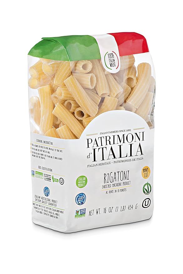 Patrimoni d'Italia Rigatoni 1 Pound (Pack of 10) Yellow Typical of the Dry Pasta