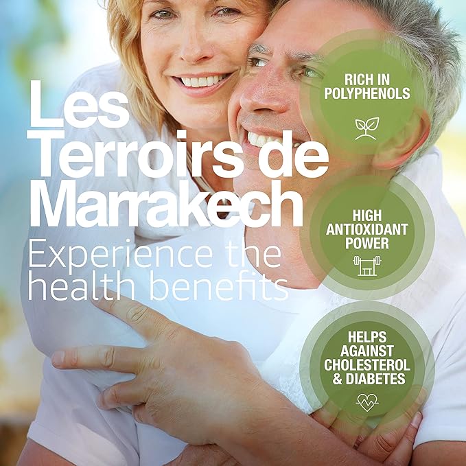 Les Terroirs De Marrakech Extra Virgin Olive Oil Polyphenol Rich Olive Oil Moroccan Cold Pressed EVOO Oil Keto Organic Olive Oil USDA Certified Award Winning Carbon Neutral 17fl oz. Bottle