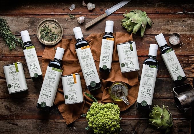 Olive Truck California Extra Virgin Olive Oil - Made from Early Harvest Olives Authentic &amp Filtered Glass Bottle Cold-Pressed High Polyphenol Olive Oil - Ascolano (Italian) 16.9 fl oz (Pack of