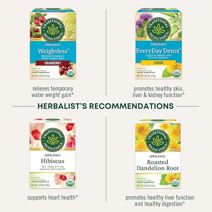 Traditional Medicinals Tea Organic EveryDay Detox Dandelion - Supports Healthy Liver &amp Kidney Function Detox - Kosher Non-GMO Caffeine-Free - 96 Tea Bags (6 Pack)