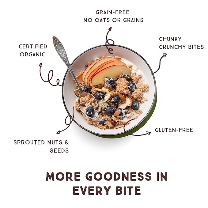 Lark Ellen Farm Vanilla Cinnamon Cacao Cherry Berrylicious Grain Free Granola Clusters Crunchy Gluten Free Bites for a Healthy Snack Healthy Breakfast Cereal or Yogurt 8 oz - 3 Count