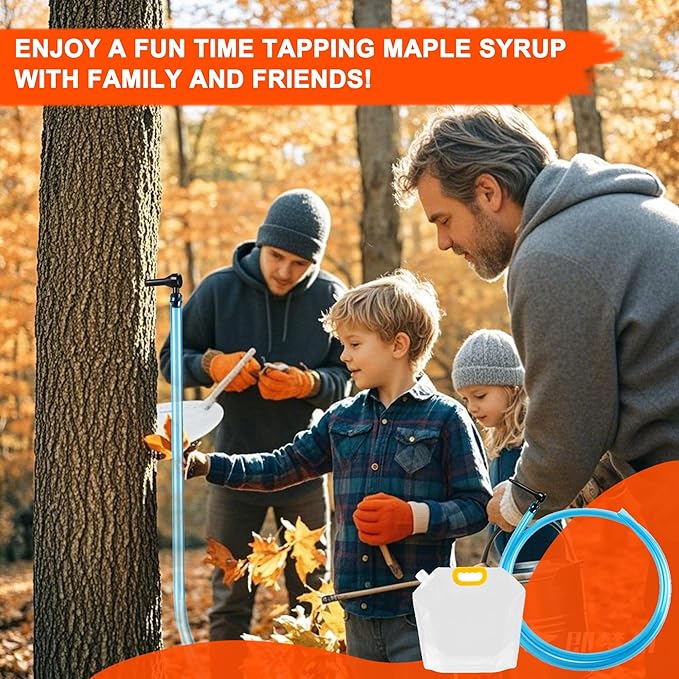 Maple Syrup Tree Tapping Kit with Bags 10 Maple Sap Taps 10 Food Grade 3ft Tubing 10 5L Bags 5 Syrup Filters Maple Birch Walnut Sugaring Starter Supplies Collection Gift for Experts or Beginners