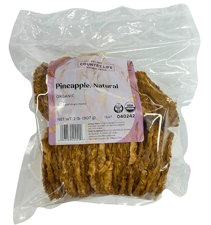 Organic Pineapple Slices Natural Dried Fruit No Sugar Added Non-GMO Vegan Bulk 8 oz / 2 lb / 10 lb Bag (2 LB)