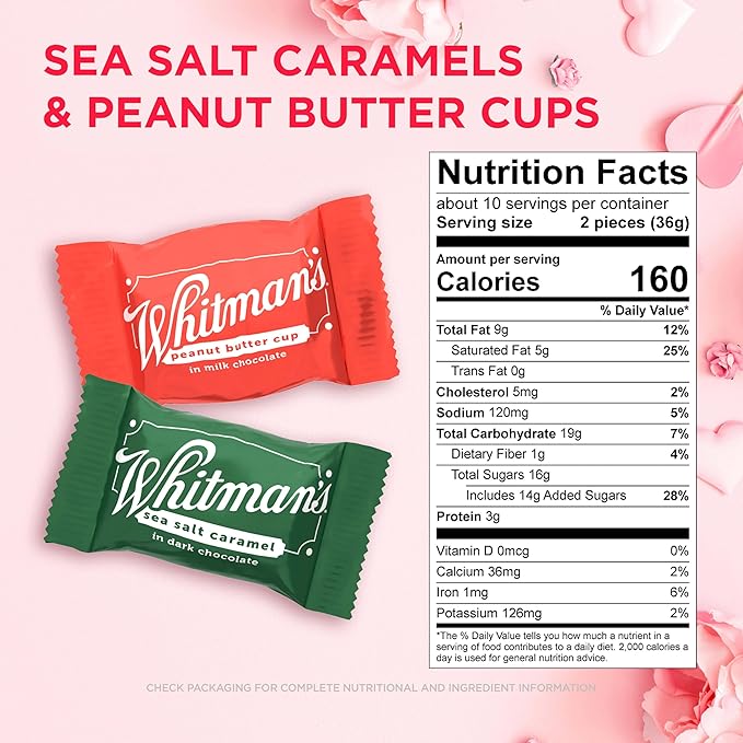 WHITMAN'S Valentine's Day Best Friends Forever Heart Milk &amp Dark Chocolate Candy Gift Box 12.9 oz.