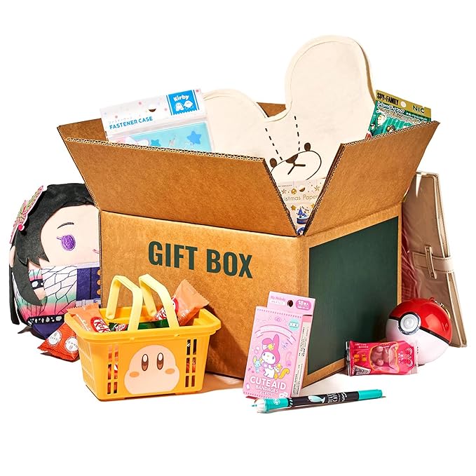 Japan Crate Kawaii Gift Pack - 10+ Piece Japanese Mystery Box for Girls &amp Boys Surprise Gift Box for Kids Includes Kawaii Accessories Cute Stationery Items Chocolates Candies and More!