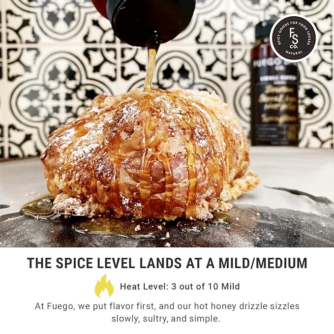 HOT HIVE Bourbon Barrel-Aged Spicy Honey by Fuego Spice - Custom Hot Sauce Gift Set Box - Aged in Award-Winning Bourbon Barrels with Organic Carolina Reaper - 12 oz. - Heat Level: Mild