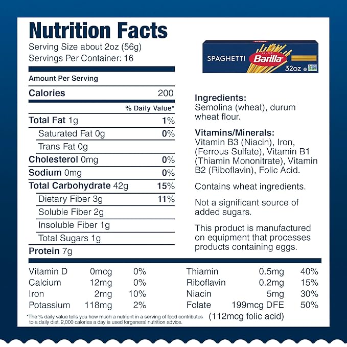 Barilla Spaghetti Pasta 32 oz. Box (Pack of 12) - Non-GMO Made with Durum Wheat Semolina - Kosher Certified