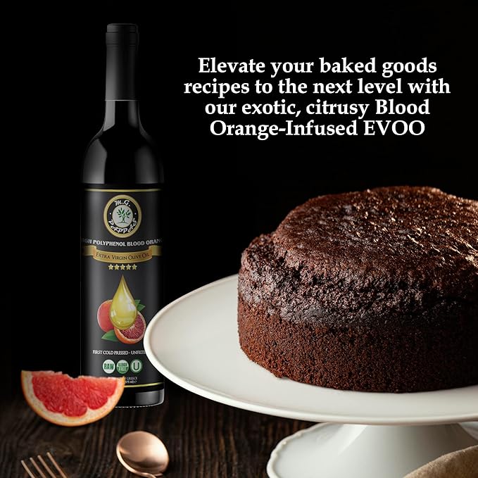 M.G. PAPPAS High Polyphenol Rich Blood Orange-Infused Olive Oil Extra Virgin - Over 500mg/kg - Cold Pressed &amp Unfiltered - High Hydroxytyrosol Greek Olive Oil Award Winning - 12.7 Oz
