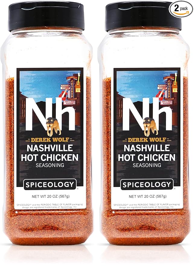 Spiceology – Derek Wolf Nashville Hot Chicken Seasoning – Spicy BBQ Rub for Chicken Wings Pork Chops Shrimp Steak and More – Bold and Flavorful Nashville Hot Seasoning – 20 oz (Pack of 2)