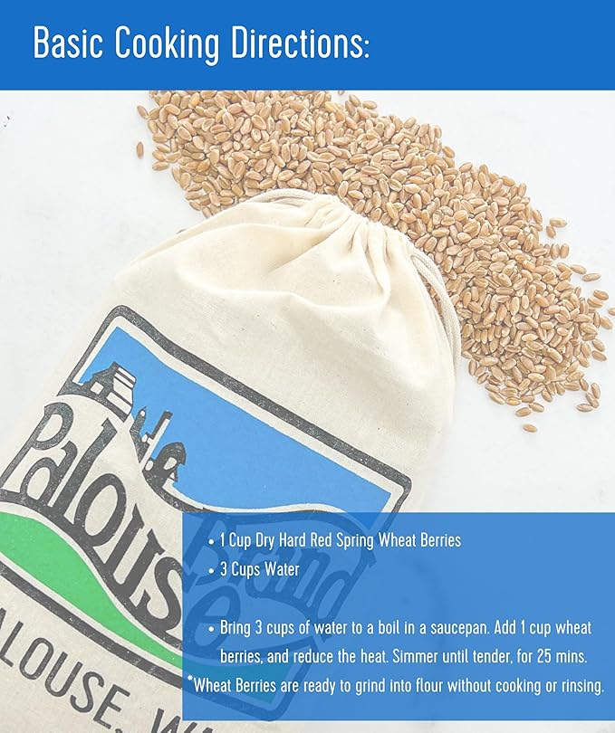 Palouse Brand Certified Glyphosate Residue Free Hard Red Spring Wheat Berries | 25 LBS | Meet the Farmers | 100% Desiccant Free | Sproutable | Non-GMO Project Verified | Kosher | Poly Bag