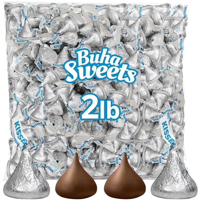 Bulk Milk Chocolate Candy 2 Pound Approx. 200 Pieces - Individually Wrapped Silver Foil Milk Chocolate Candy for Party Favors Candy Buffets Gifts &amp Treats