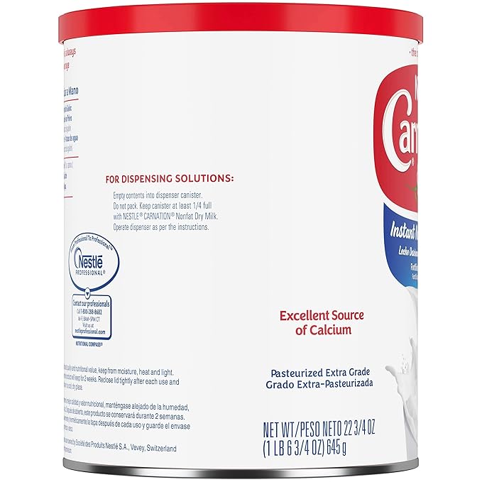 Carnation Instant Non Fat Dry Milk 22.75 Ounce Can Powdered Milk (Shelf Stable Milk)1.42 Pound (Pack of 5)