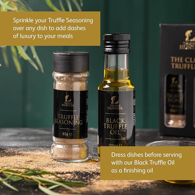 TruffleHunter - Truffle Set - Truffle Seasoning &amp Black Truffle Oil Gourmet Food Condiments
