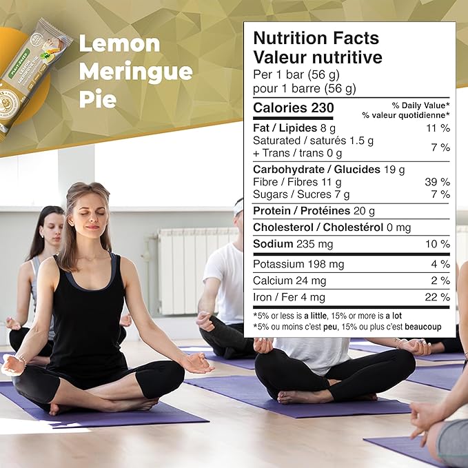 Daryl's Bars Vegan Line Lemon Meringue Pie On the G Protein Bars Gluten Free 20gr of Vegan Protein Snack Meal Replacement Pack of 1