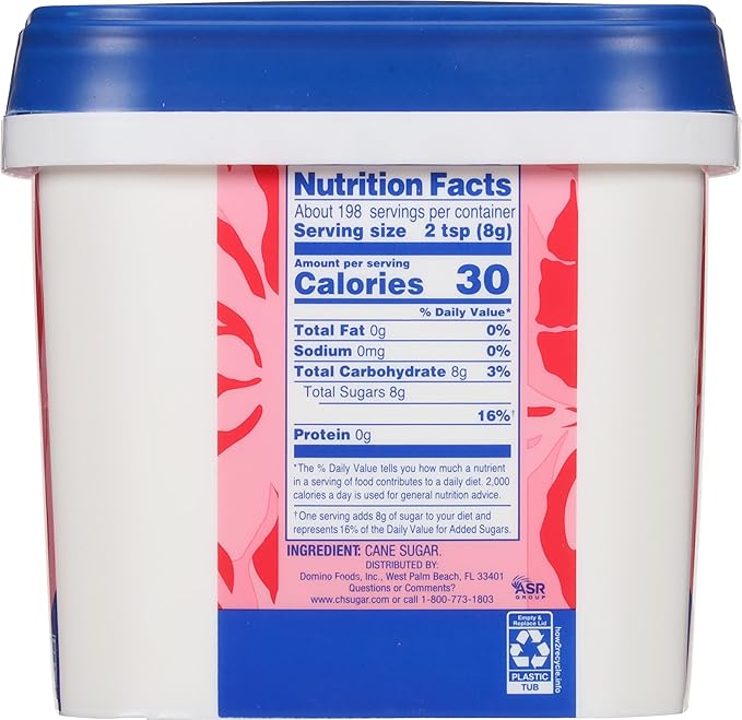 C&ampH® Granulated Sugar 3.5 lb Easy-Baking Tub (Pack of 2) - Ideal for Family Baking Desserts and Everyday Sweetening - Includes Bonus Recipe Card