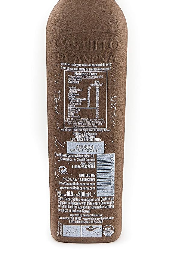 Castillo de Canena Organic Extra Virgin Olive Oil | 500 Milliliters/16.9 Ounces | Cold Pressed | From Spain | Biodynamic &amp 100% Environmentally Sustainable (Picual)