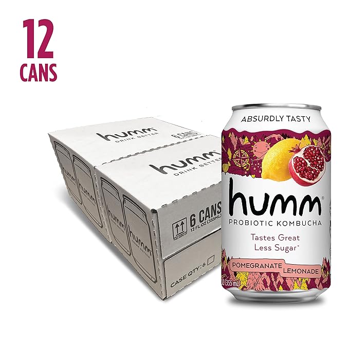 Humm Kombucha Pomegranate Lemonade Organic Vegan &amp GMO Free (12 Pack)