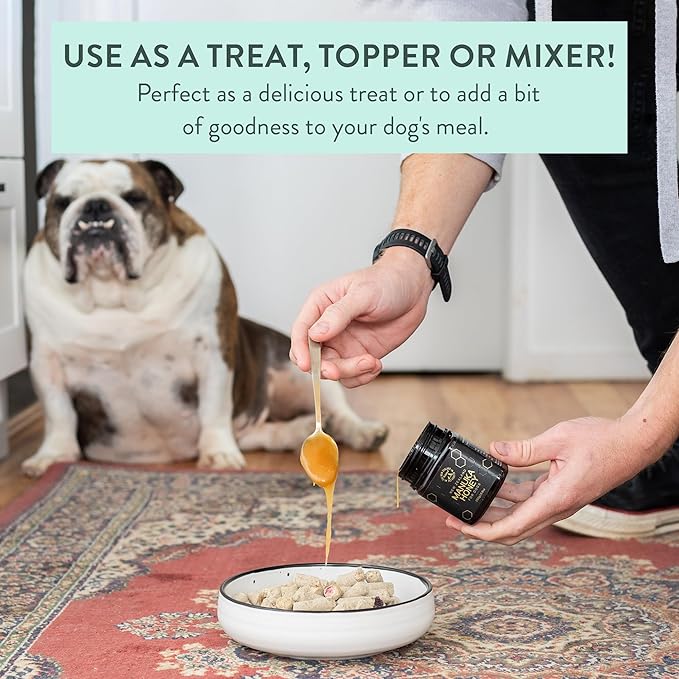 The New Zealand Natural Pet Food Co Woof Dog Treats - Manuka Honey Dog Treats Small &amp Large Dog Natural Topper or Dog Treat 8.8oz