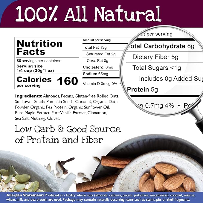True North Granola – First Date Granola Maple Pecan Rich in Protein Low Sugar Gluten Free Vegan Non-GMO Bulk Bag 5 lb.