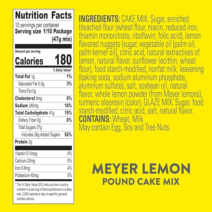 Krusteaz Meyer Lemon Pound Cake and Glaze Mix 16.5 oz Boxes (Pack of 12)