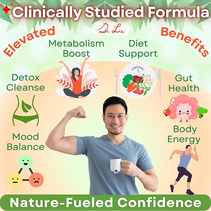 Dr. Lu’s Happy Slim Herbal Tea | 100% Natural Tea for Digestive Comfort &amp Body Balance | Gentle Colon Cleanse Tea for Daily Detox | 11 Herbs incl. Hawthorn Lotus Leaf Burdock Dandelion | Laxati