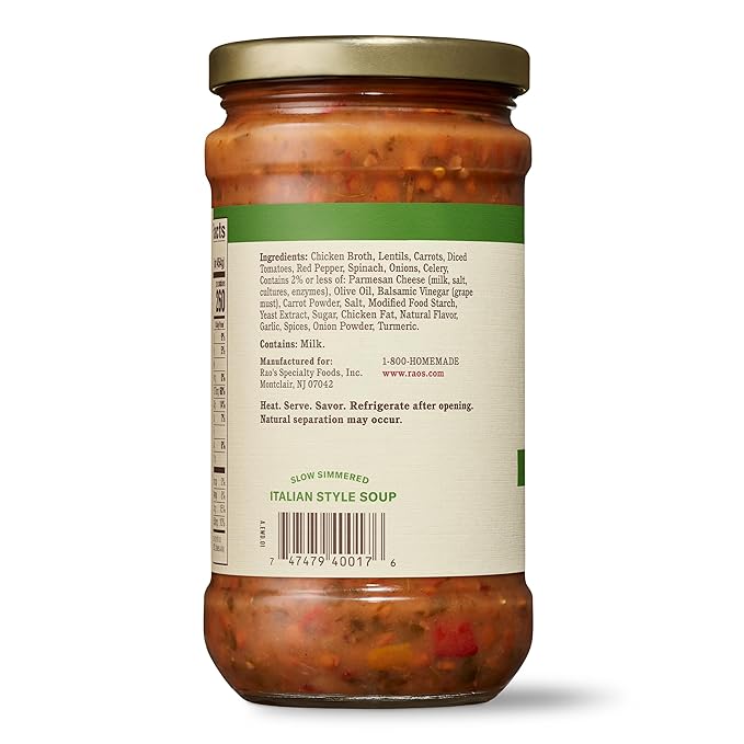 Rao's Homemade Italian Style Slow Simmered Soup Lentil 16 Ounce (Pack of 6)
