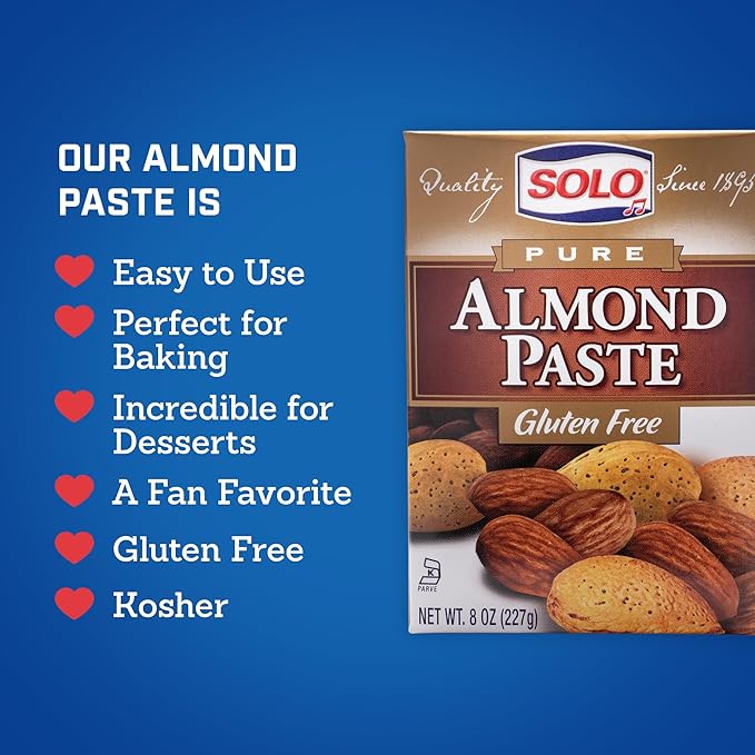 SOLO Almond Paste 8oz (Pack of 12) | Gluten-Free Kosher Certified
