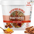Earnest Eats Superfood Oatmeal Cups - Maple Almond Cinnamon – 8g Plant Protein Gluten Free Vegan On-the-Go Breakfast 2.1 Ounces Each (12 Pack)