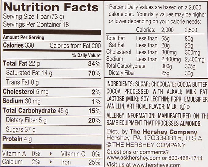 HERSHEY'S Special Dark Chocolate Candy Bars King Size (Pack of 18)