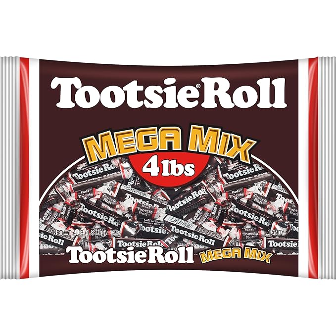 Tootsie Roll Mega Mix 4 Different Shapes and Sizes of Classic Chocolatey Tootsie Rolls - 4 Pound Bag