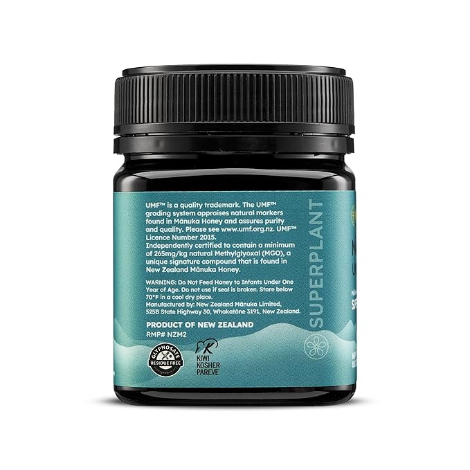 Melora Raw Manuka Honey from New Zealand | UMF 10+ | MGO 265+ | 8.8 Oz Jar | Safe for Skin Care | Edible &amp Healthy Sugar Alternative | Traceable from Hive to Hand Manuka Honey