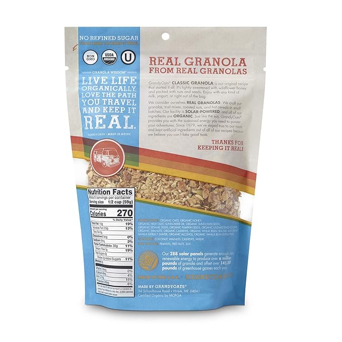 GrandyOats Classic Granola Certified Organic 12oz bags (Pack of 3)