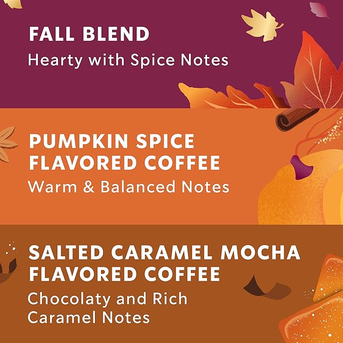 Starbucks K-Cup Coffee Pods Fall Bundle Medium Roast and Naturally Flavored Coffee for Keurig Brewers 100% Arabica Limited Edition 3 Boxes (30 Pods Total)