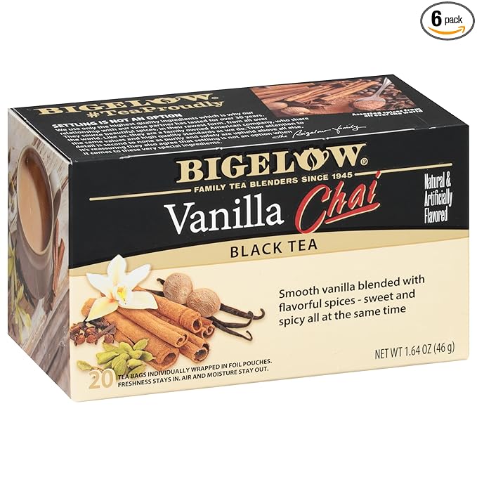 Bigelow Tea Vanilla Chai Black Tea Caffeinated Tea 20 Count (Pack of 6) 120 Total Tea Bags