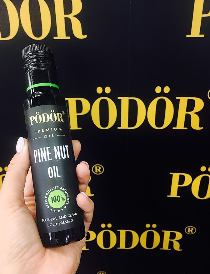 PÖDÖR Premium Pine Nut Oil - 3.4 fl. Oz. - Cold-Pressed 100% Natural Unrefined and Unfiltered Vegan Gluten-Free Non-GMO in Glass Bottle